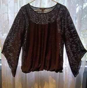 Alfani black flared sleeve layered blouse